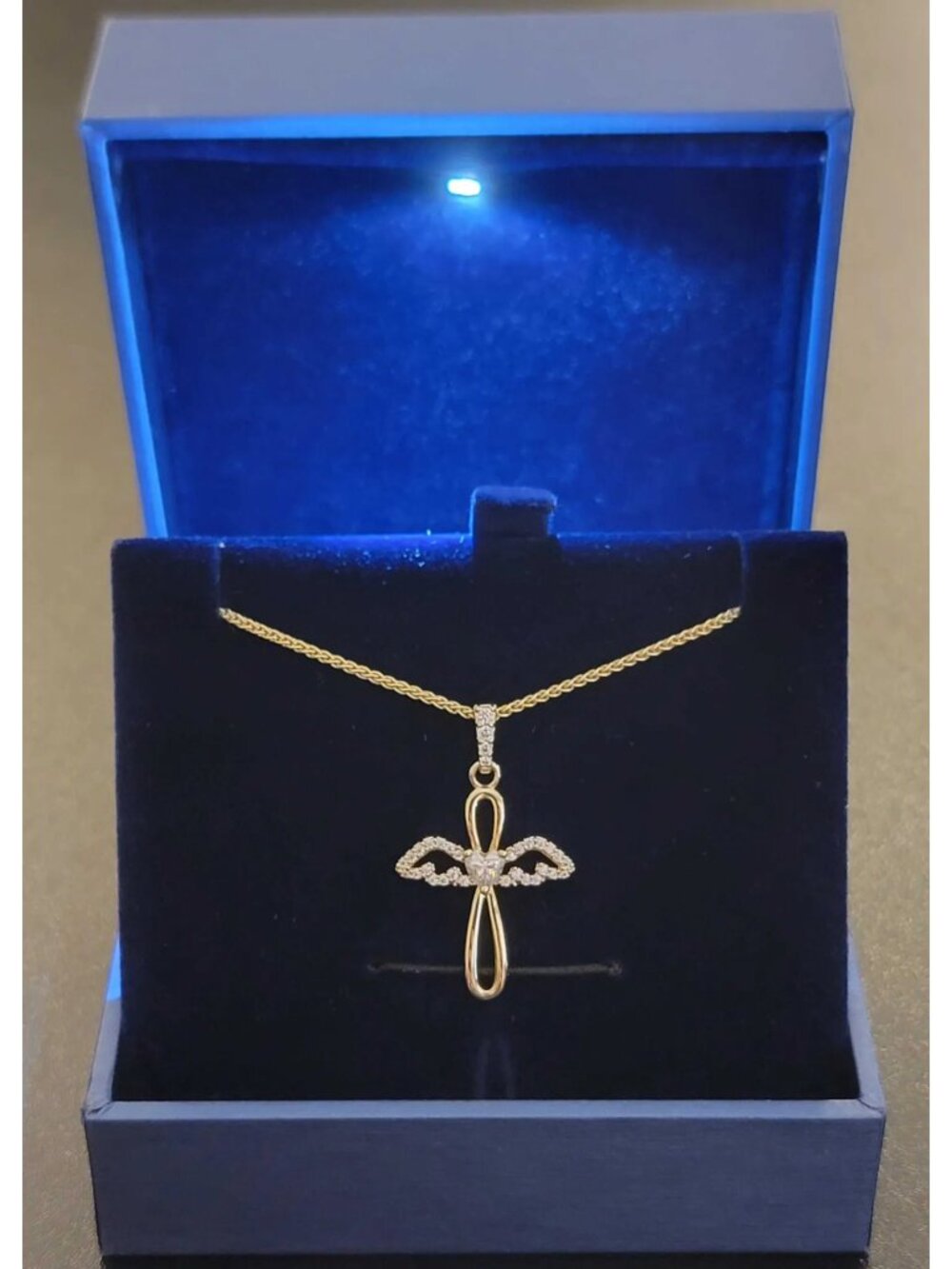 18K Gold Filled S925 Moissanite Cross Necklace 0.3ct Heart GRA NWT